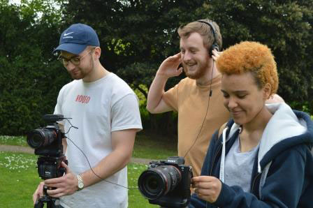 Image of students filming for Sustainability team to showcase their activities